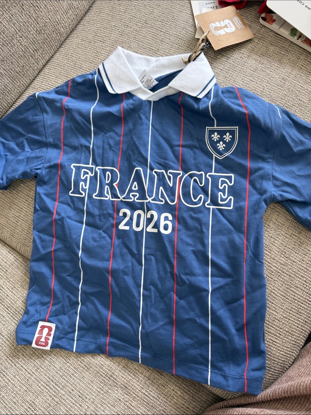 Mango Kids Blue France 2026 Polo with White Collar